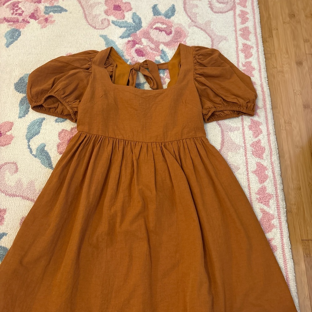 Altar'd State Rust Puff Sleeve Mini Dress